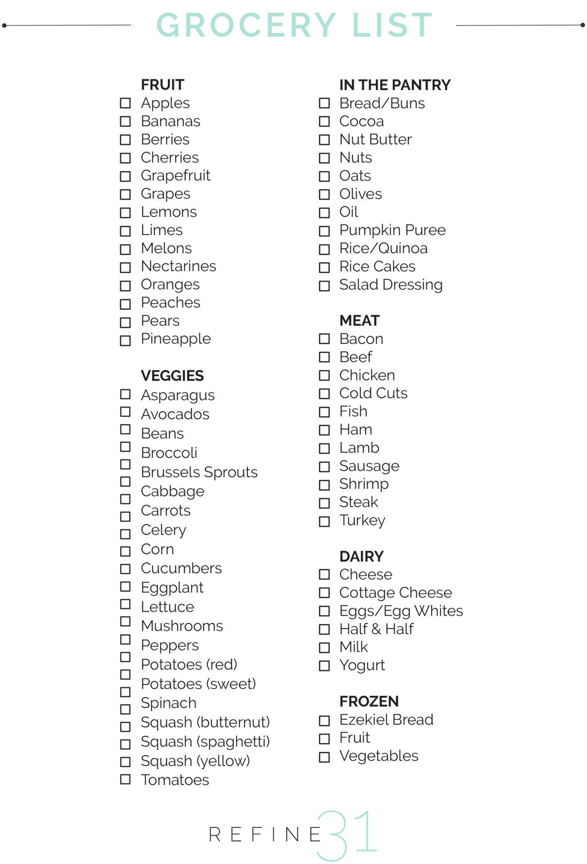 Refine31 GroceryList